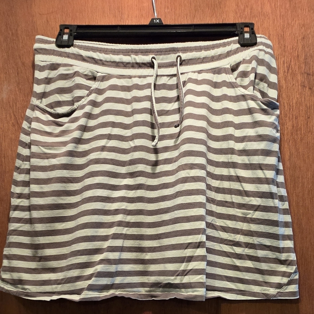 Toad&Co Green Striped Midi Skirt SzL - Picture 3 of 8